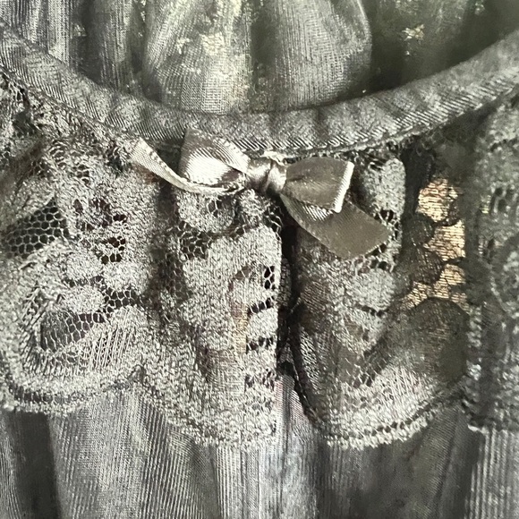Vintage 90s Kasara Black Nylon Coquette Nightgown Sleepwear Lingerie Top Small - Picture 5 of 10